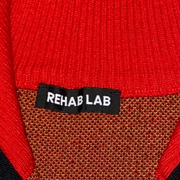 Women's Acrylic Long Sleeve Top w/ Flame Designs - Black/Yellow/Red - Rehab Lab - Picture 5 of 7